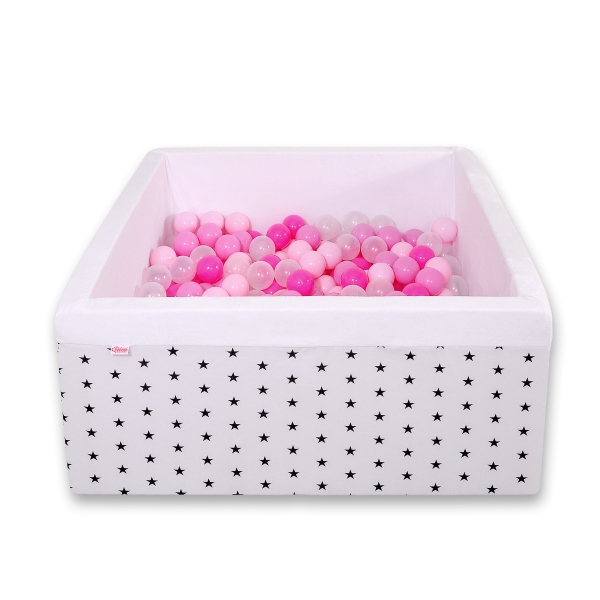 Bällebad minky mit Bällen 200st - schwarze Sternchen