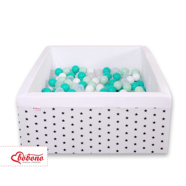 Bällebad minky mit Bällen 200st - schwarze Sternchen