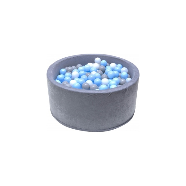 Bällebad grau mit blaue Bällen