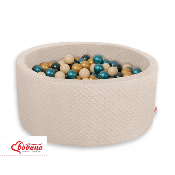 Beige Bällebad aus Minkystoff mit Bällen 200st