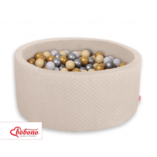 Beige Bällebad aus Minkystoff mit Bällen 200st