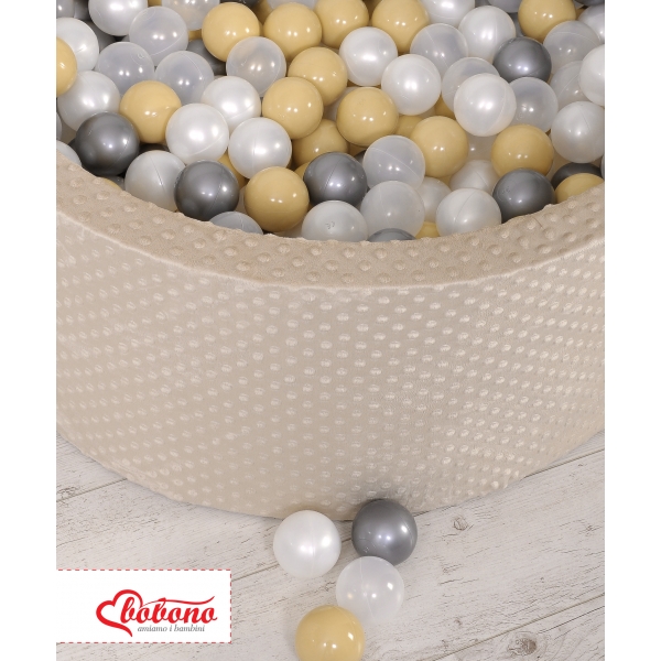 Beige Bällebad aus Minkystoff mit Bällen 200st