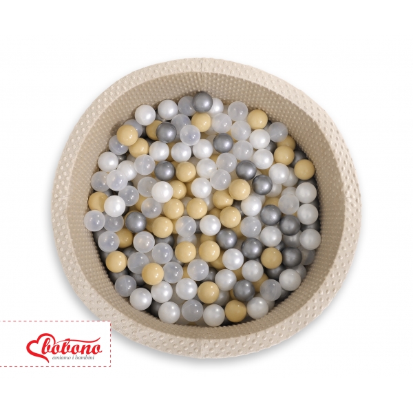Beige Bällebad aus Minkystoff mit Bällen 200st