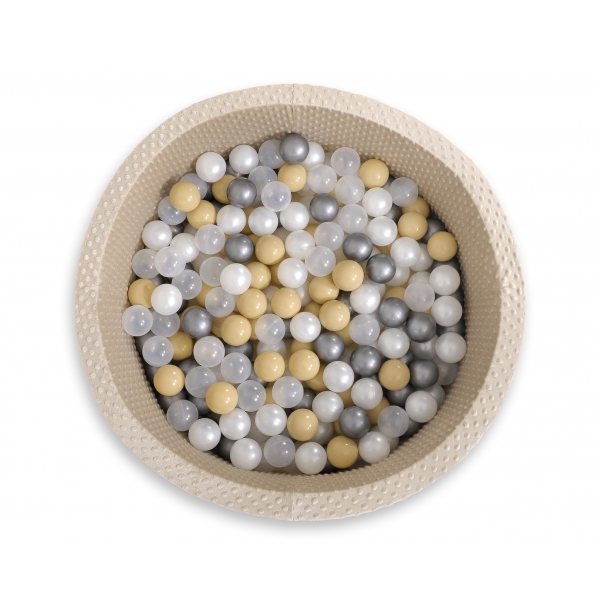 Beige Bällebad aus Minkystoff mit Bällen 200st