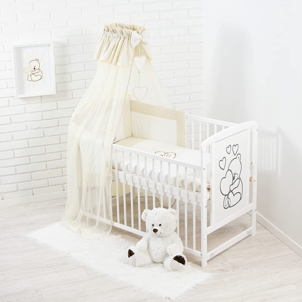 Moskitonetz und Bettwäsche Set für Babybett 60x120 cm