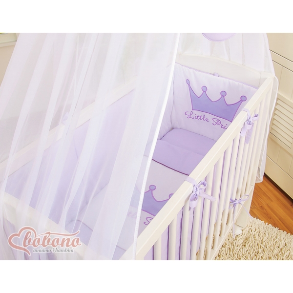 Beistellbett Babybett für Elternbett FABIO mit Matratze und Bettwäsche Set - Little Prince/Princess lila