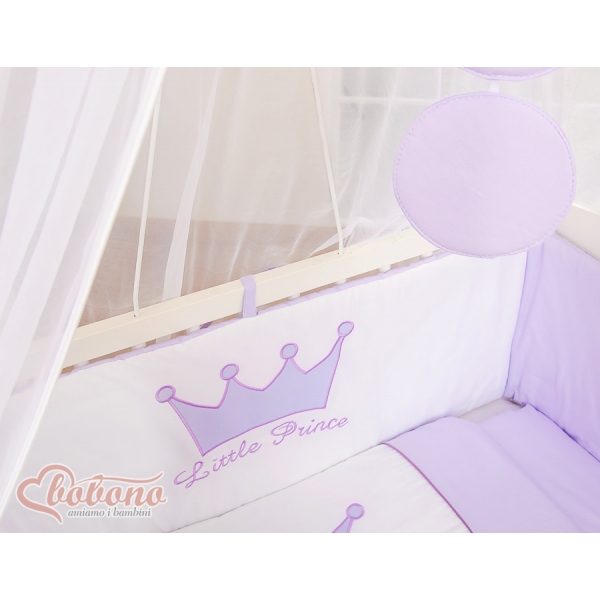 Beistellbett Babybett für Elternbett FABIO mit Matratze und Bettwäsche Set - Little Prince/Princess lila