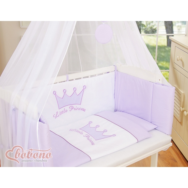 Beistellbett Babybett für Elternbett FABIO mit Matratze und Bettwäsche Set - Little Prince/Princess lila