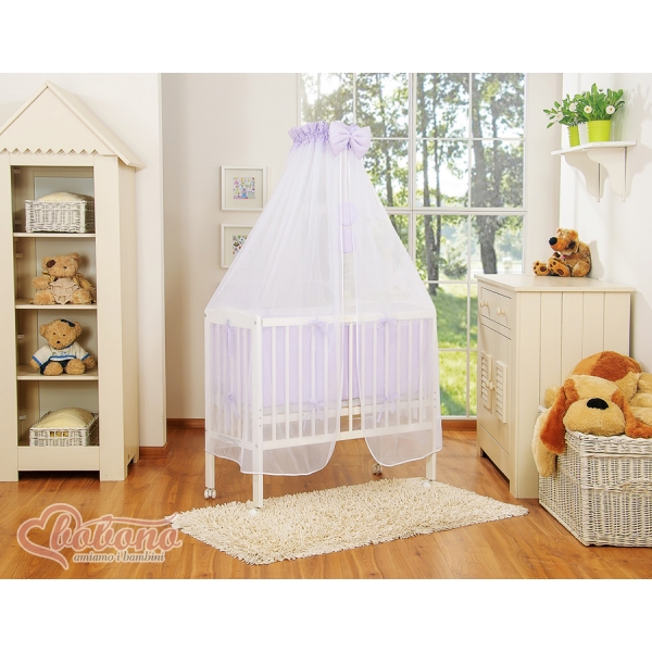 Beistellbett Babybett für Elternbett FABIO mit Matratze und Bettwäsche Set - Little Prince/Princess lila