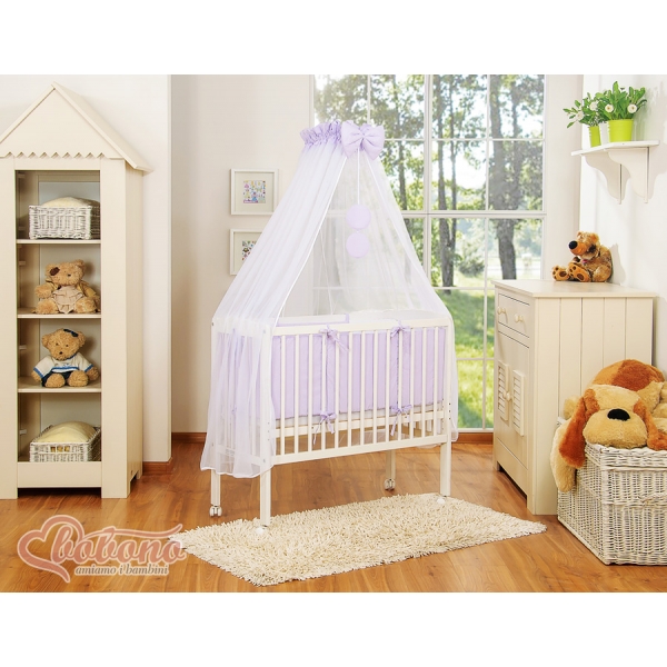 Beistellbett Babybett für Elternbett FABIO mit Matratze und Bettwäsche Set - Little Prince/Princess lila