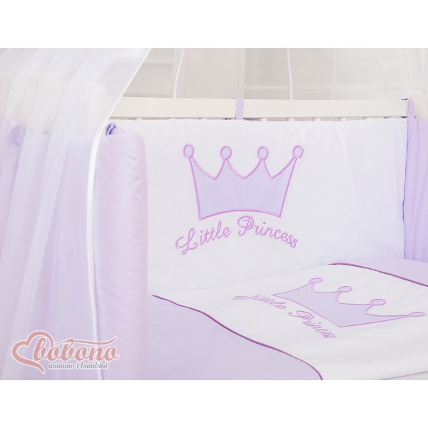 Beistellbett Babybett für Elternbett FABIO mit Matratze und Bettwäsche Set - Little Prince/Princess lila