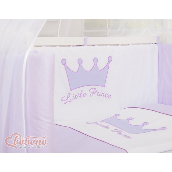 Beistellbett Babybett für Elternbett FABIO mit Matratze und Bettwäsche Set - Little Prince/Princess lila