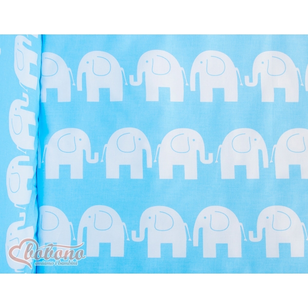 Beistellbett FABIO mit Matratze und Bettwäsche Set - Basic Elefanten blau