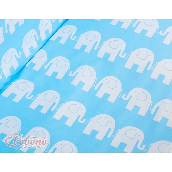 Beistellbett FABIO mit Matratze und Bettwäsche Set - Basic Elefanten blau