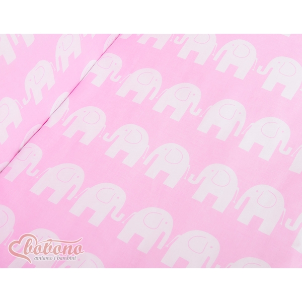 Beistellbett FABIO mit Matratze und Bettwäsche Set - Basic Elefanten rosa