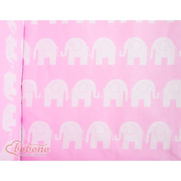 Beistellbett FABIO mit Matratze und Bettwäsche Set - Basic Elefanten rosa