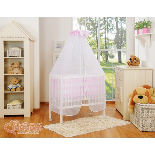 Beistellbett FABIO mit Matratze und Bettwäsche Set - Basic Elefanten rosa