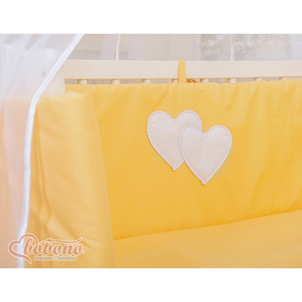 Beistellbett FABIO mit Matratze und Bettwäsche Set - Hängende Herzen pfirsich