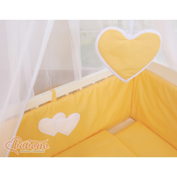 Beistellbett FABIO mit Matratze und Bettwäsche Set - Hängende Herzen pfirsich