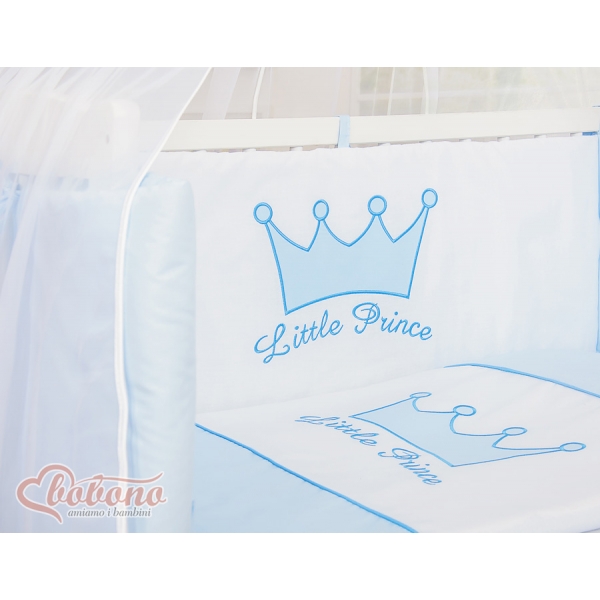 Beistellbett FABIO mit Matratze und Bettwäsche Set - Little Prince/Princess blau