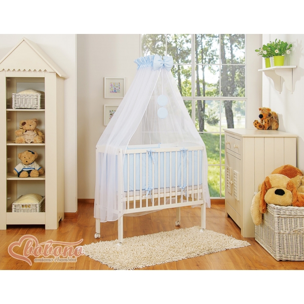 Beistellbett FABIO mit Matratze und Bettwäsche Set - Little Prince/Princess blau
