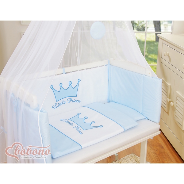 Beistellbett FABIO mit Matratze und Bettwäsche Set - Little Prince/Princess blau