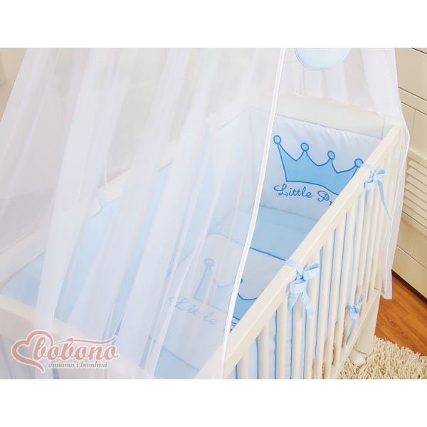 Beistellbett FABIO mit Matratze und Bettwäsche Set - Little Prince/Princess blau