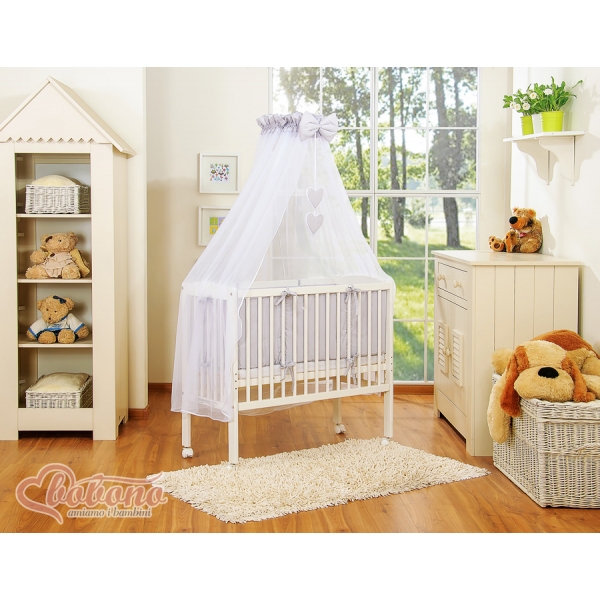 Komplett Sett Beistellbett mit Himmel Bettwäsche und Rollen