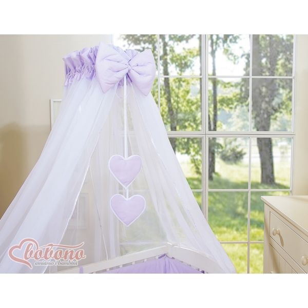 Beistellbett mit Matratze und Bettwäsche Set - Hängende Herzen lila