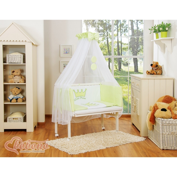 Beistellbett mit Matratze und Bettwäsche Set - Little Prince/Princess grün