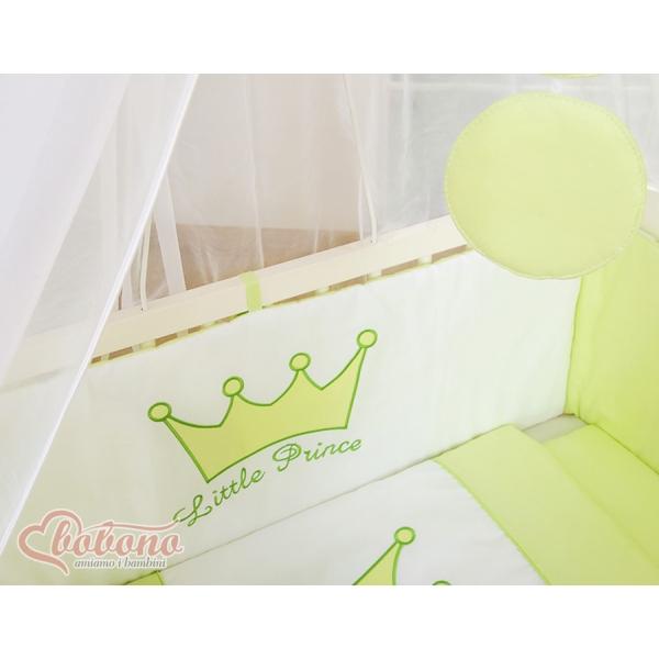 Beistellbett mit Matratze und Bettwäsche Set - Little Prince/Princess grün