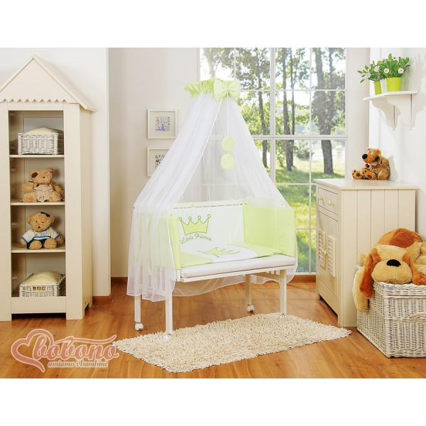 Beistellbett mit Matratze und Bettwäsche Set - Little Prince/Princess grün