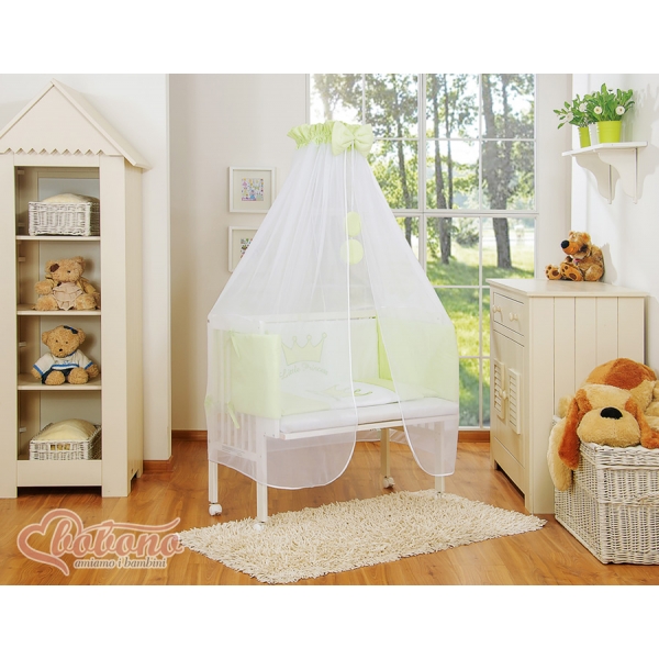 Beistellbett mit Matratze und Bettwäsche Set - Little Prince/Princess grün