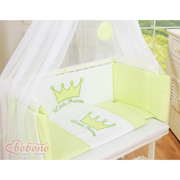 Beistellbett mit Matratze und Bettwäsche Set - Little Prince/Princess grün