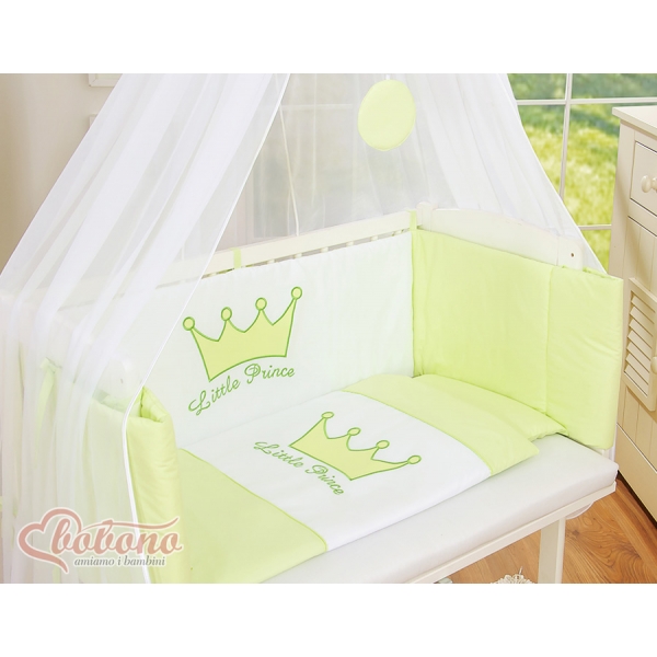 Beistellbett mit Matratze und Bettwäsche Set - Little Prince/Princess grün