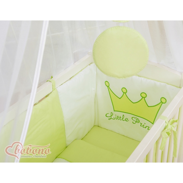 Beistellbett mit Matratze und Bettwäsche Set - Little Prince/Princess grün