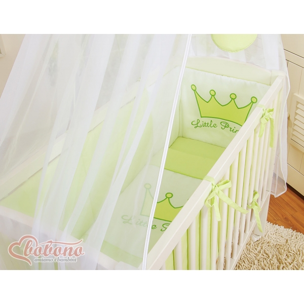 Beistellbett mit Matratze und Bettwäsche Set - Little Prince/Princess grün
