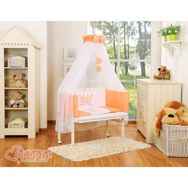 Beistellbett mit Matratze und Bettwäsche Set - Little Prince/Princess pfirsich