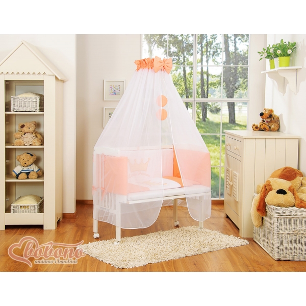 Beistellbett mit Matratze und Bettwäsche Set - Little Prince/Princess pfirsich