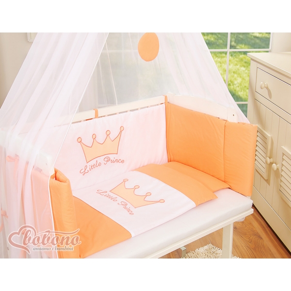 Beistellbett mit Matratze und Bettwäsche Set - Little Prince/Princess pfirsich