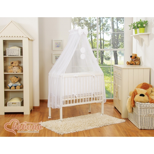Beistellbett mit Matratze und Bettwäsche Set - Little Prince/Princess weiß