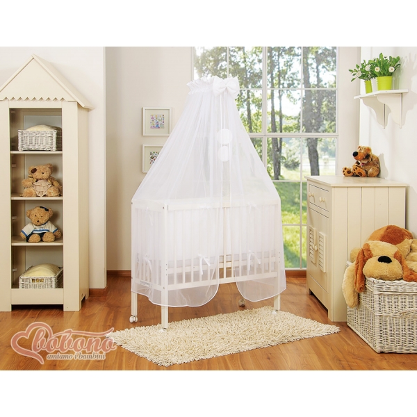 Beistellbett mit Matratze und Bettwäsche Set - Little Prince/Princess weiß