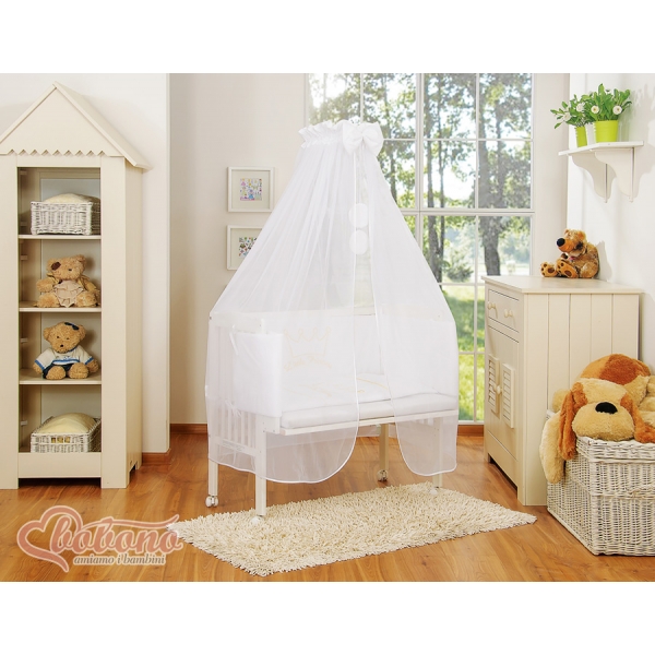 Beistellbett mit Matratze und Bettwäsche Set - Little Prince/Princess weiß