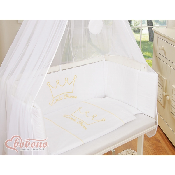 Beistellbett mit Matratze und Bettwäsche Set - Little Prince/Princess weiß