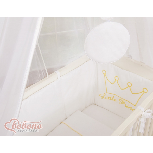 Beistellbett mit Matratze und Bettwäsche Set - Little Prince/Princess weiß