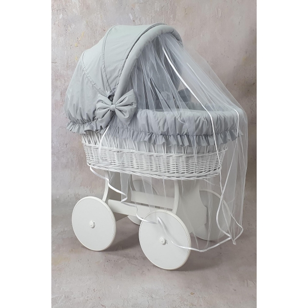 Bett Set mit Bettwäsche grau für Bollerwagen Baby