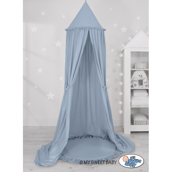 Betthimmel für Kinderzimmer mit Spielmatte- pastellblue