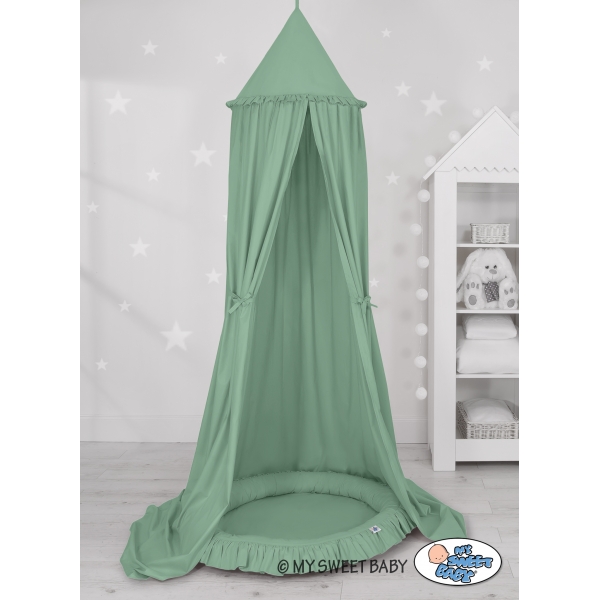 Betthimmel Kinderzimmer + Rüschennestchen- weißgrün