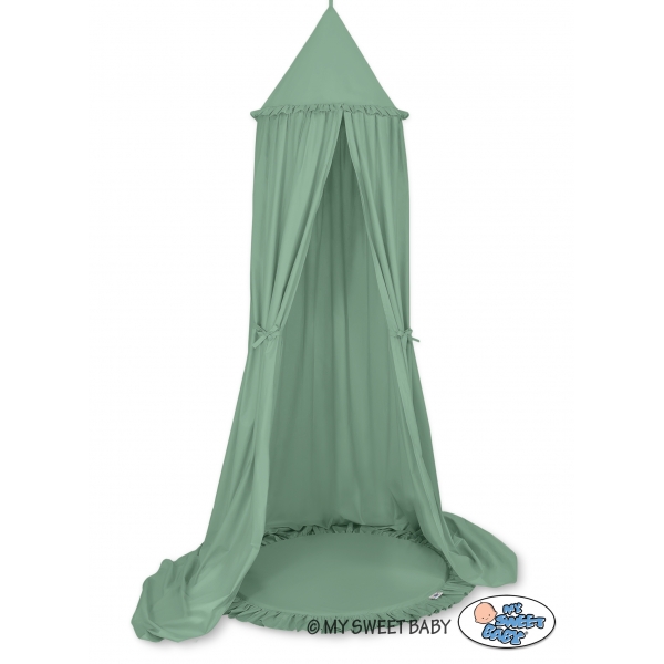 Betthimmel Kinderzimmer + Spielmatte- weißgrün