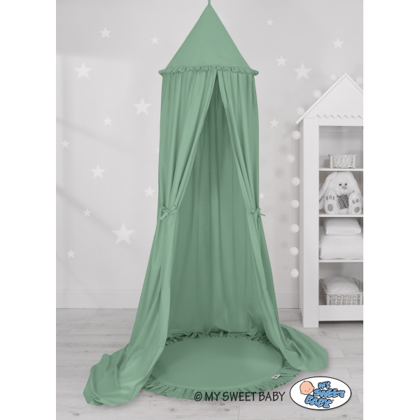 Betthimmel Kinderzimmer + Spielmatte- weißgrün